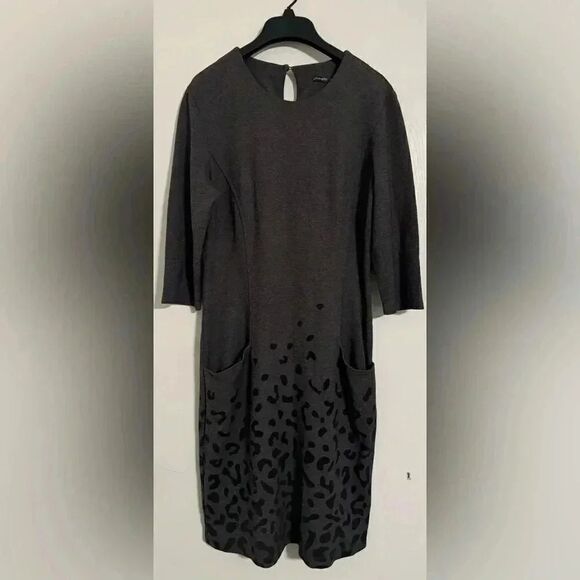 J. McLaughlin Animal Print Dress Gray Size Medium - Picture 2 of 6